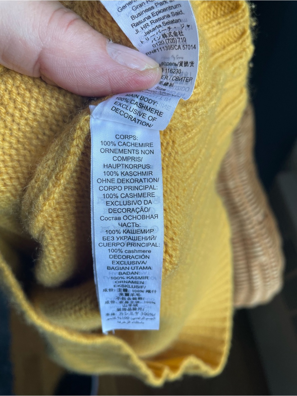 Tory Sport 100% Cashmere Crew Neck Sweater Mustard Yellow Logo Size XS - Picture 9 of 14